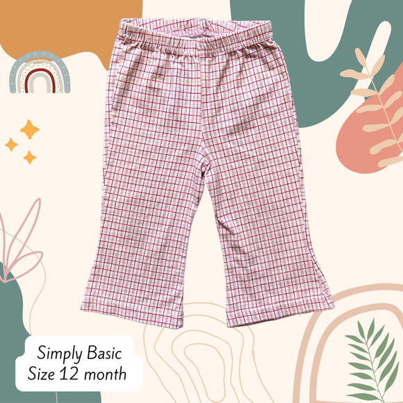 3/$15 Simply Basic 12 month plaid bellbottoms - Picture 1 of 5